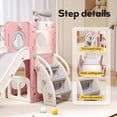thumbnail image 2 of 6 in 1 Toddler Playset with Slide, Kids Slide with Basketball Hoop, Ball, Ring Toss, Indoor Outdoor Toys Pink, 2 of 6
