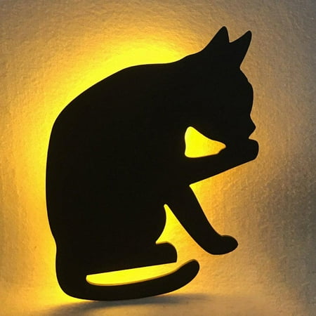

Popvcly Cat Night Light Voice Activated Black Cat Silhouette Lamp Wall Decor for Home Living Room Hallway Kitchen Bedroom Warm Lights