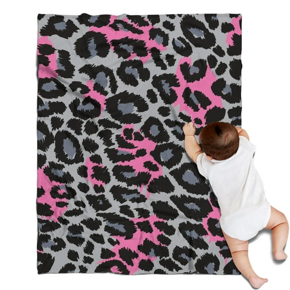 Gray and Pink Of Leopard Print Blanket,Comfortable Soft Flannel Throw Blanket,All Season,Warm Lightweight Blankets for Sofa Bed Couch Living Room Chair,30"x40"