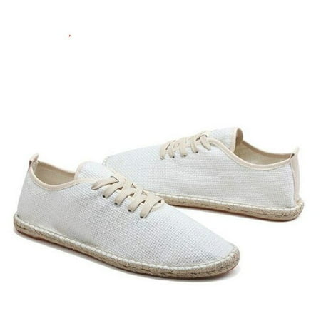 

Men s breathable canvas shoes slip-on loafers fisherman espadrilles black and white color 2021