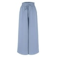 thumbnail image 3 of IDALL Wide Leg Pants Woman Lounge Pants Women Women Flowy Ruffle Solid Color Drawstring Waist Pants Baggy Pants Women'S Pants Blue M, 3 of 4
