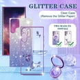 thumbnail image 4 of (3in1 for Samsung Galaxy S23 Ultra Case Glitter Sparkly Women Girls Sparkle Girly Bling Shiny Phone Cover Cute Flowers Floral Design with Ring Pretty Purple Cases for S23 Ultra 2023 6.8'', 4 of 12