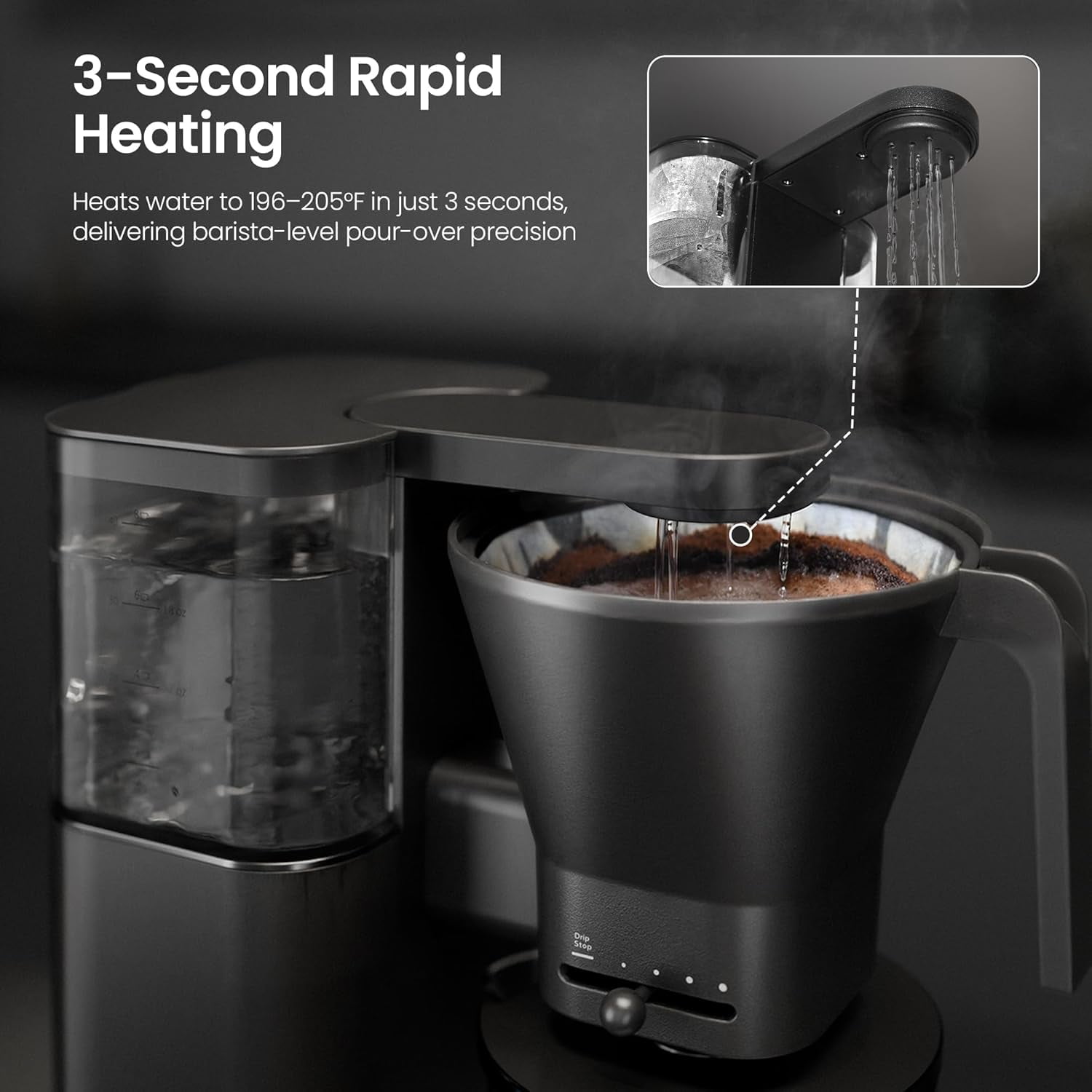8 Cup Drip Coffee Maker with 3s Instant Heat,Cold Brew & 40 Min Keep Warm Function