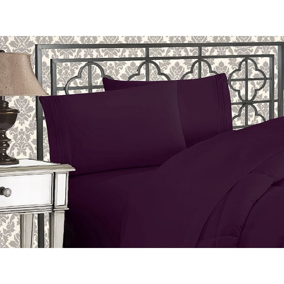 Elegant Comfort 1500 Series Soft Egyptian Quality 2pcs PILLOW CASES - ALL SIZES AND COLORS, King, Purple
