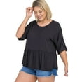 thumbnail image 2 of Pastel by Vivienne Women's Modal Baby-Doll Top Plus Size Black X-Large, 2 of 4