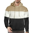 thumbnail image 2 of Timoontee Sweatshirts for Men Long Sleeve Hoodies Fall Sweatshirts Daily Casual Hooded Sweatshirts Color Block Pullover Tops with Pocket Khaki M, 2 of 6