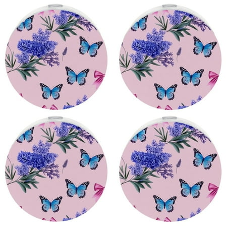 

YZUOUZY Night Light Bedroom Lamp a Set of 4 Lavender Flowers