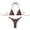 Brown #42, variant on Dresfit Color Block High Cut Two Piece Swimsuit - Sporty Scoop Neck Bikini Set for Women Blue L
