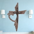 thumbnail image 4 of Wooden Cross Decor, Yrmaups Wooden Cross Decor, Wall Hanging Crucifix for Home, Office and Church, Spiritual Religious Gift for Christmas, Easter and Thanksgiving, Handcrafted Wood Cross for Bedroom, 4 of 6