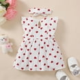 thumbnail image 4 of Kucnuzki Newborn Baby Girl Clothes 9 Months Summer Dress 12 Months Fly Sleeve Sweet Heart Prints Flouncing Bowknot Dress Sleeveless Drees Headband 2PCS Set White, 4 of 9