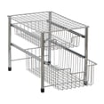 thumbnail image 5 of Household Essentials Two Basket Sliding Cabinet Organizer, Metal, Small, Free Standing - No Installation Necessary, Silver Finish, 5 of 6