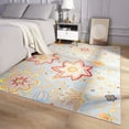 thumbnail image 3 of Noahas Floral Patterned Washable Living Room Area Rug - 4x6 Non-Slip Low Pile Rug for Office Bedroom Laundry Room Kid Room , Blue, 3 of 7