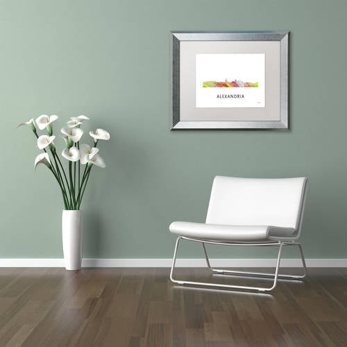 Trademark Fine Art 'Alexandria Virginia Skyline WB-1' Canvas Art by Marlene Watson, White Matte, Silver Frame