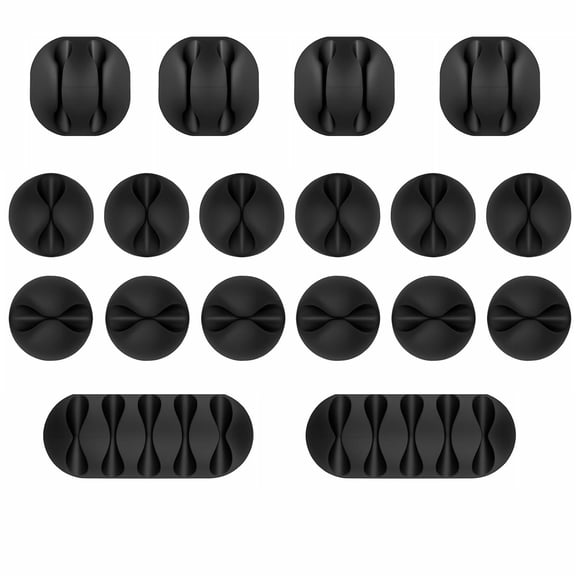 18 PCS Cable Clips Cord Holder -  Black Adhesive Phone Cord Organizer Charger Holder Cable Wire Management Clips Keeper for Nightstand, Desk, Office or Mouse