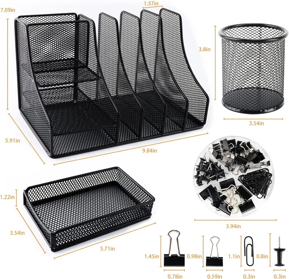 Metal Desk Organizer Caddy Desktop Accessories Storage For Home Office Supplies