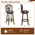 thumbnail image 3 of Costway Swivel Bar Stools Set of 2, 31" Bar Height Barstools with Backrests & Wood Frame Brown, 3 of 10