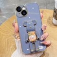 thumbnail image 1 of Funda de teléfono de silicona suave con soporte plegable de muñeca 3D chapada de lujo para iphone 14, 13, 12 Pro Max, 11 MiNi, X, XR, XS, 7, 8 plus, SE 3, Linda funda Fivean unisex, 1 of 2