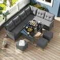 thumbnail image 4 of Costway 7 PCS Patio Dining Furniture Set PE Rattan Sectional Sofa Set with Soft Cushions Gray, 4 of 10
