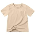 thumbnail image 2 of MIXUE Kids Girls Tops & T-Shirts Summer Solid Color Round Neck Short Sleeve Loose Casual Beach Tee Shirts Streetwear,Beige,8-9 Years, 2 of 6