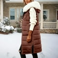 thumbnail image 5 of adviicd Womens Puffer Vest Winter Hooded Sleeveless Zip Up Long Puffy Fur Trim Jacket Warm Thick Quilted Coats with Pockets (Brown, 5XL), 5 of 9