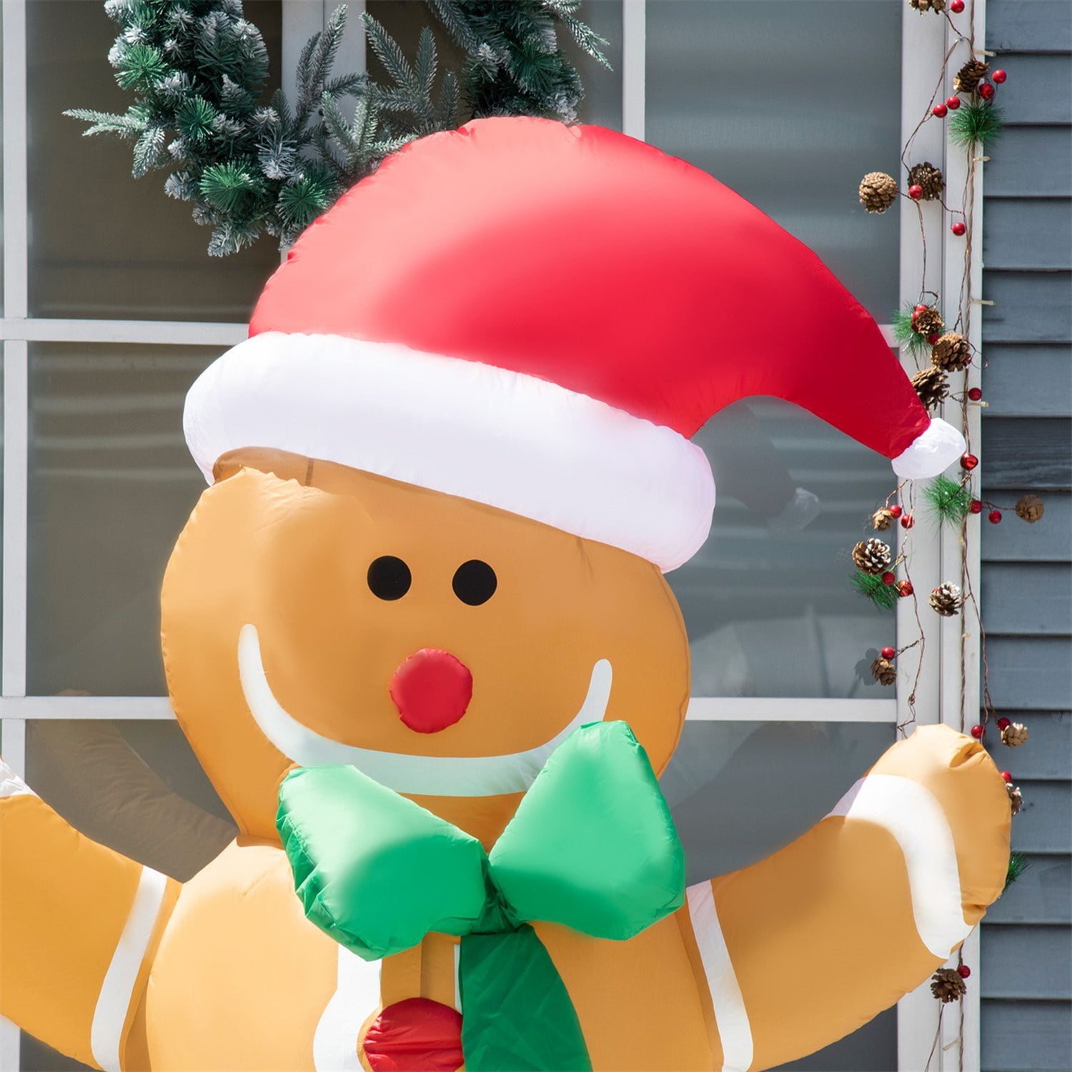 Astoutdoor Christmas Inflatable Gingerbread Man, 6 ft, Polyester, LED Lights, Indoor Outdoor Holiday Decoration