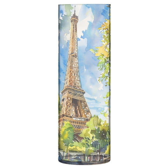 JSTEL Eiffel Tower Watercolour Flower Vase Decorative Floreros for Home Decor Bedroom Living Room Office Table Shelf Bathroom