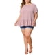 thumbnail image 2 of GRACE & GRANDEUR Blusas de Peplum para Mujeres Talla Grande para el Día de la Madre y Pascua, de Manga Corta, Cuello Redondo, Fluidas, Sueltas, Camisas Casuales de Verano Talla 2X Rosa, 2 of 6