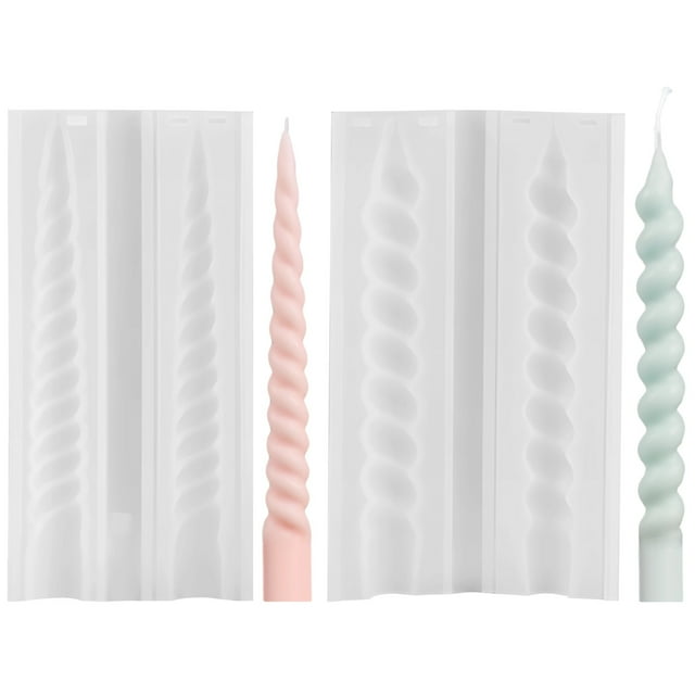 2 moldes de velas en espiral, moldes retorcidos de silicona para hacer velas, kit para hacer velas cónicas retorcidas, moldes de resina de calidad profesional para bricolaje para cera, jabón, cera de
