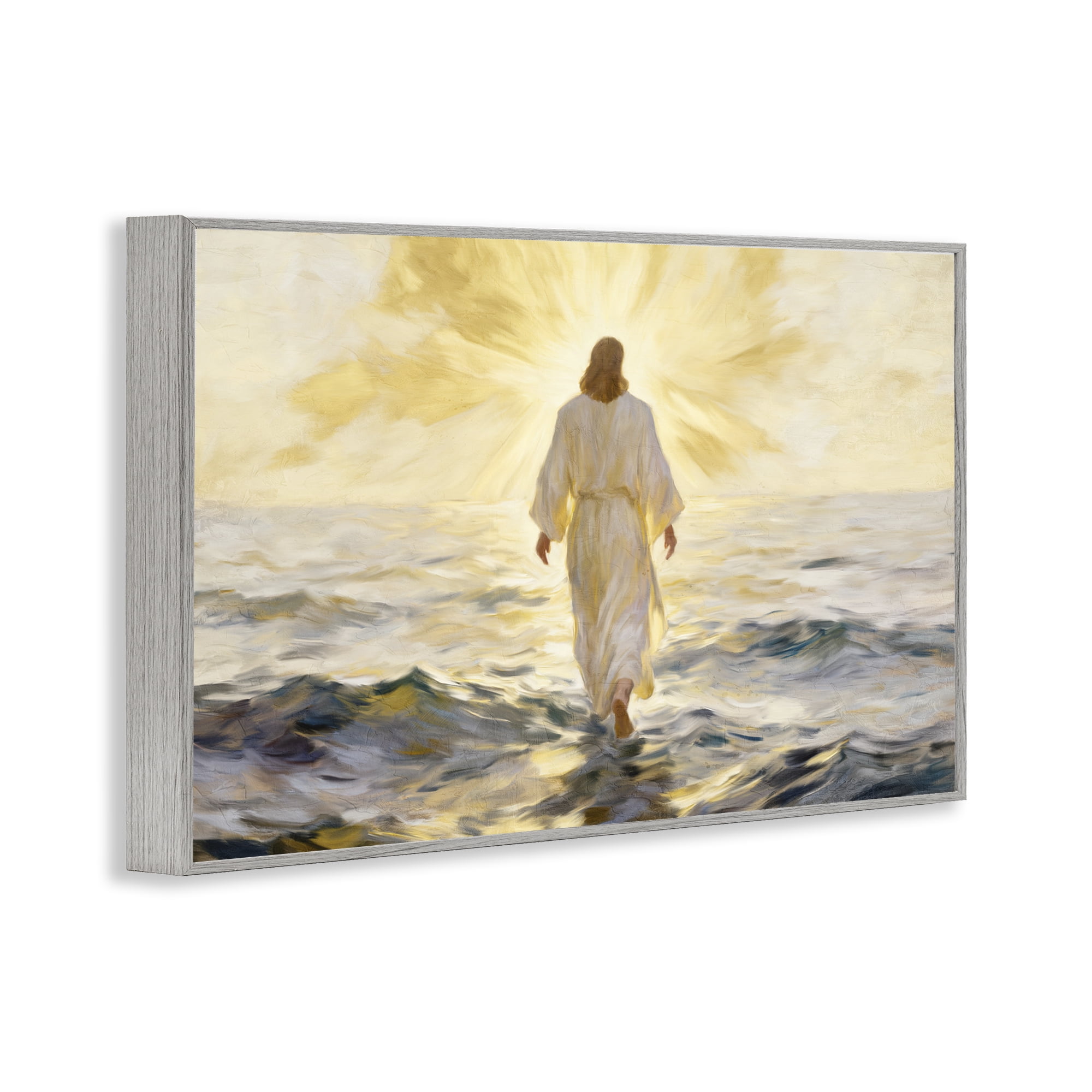 Stupell Industries Golden Walk Spiritual Figure Gray Framed Giclee Art, design by Kim Allen