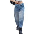 thumbnail image 2 of High Waisted Wide Leg Vintage Denim Pants Women Baggy Barrel Horseshoe Jeans, 2 of 6