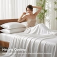 thumbnail image 3 of Luxury Tencel & Viscose Derived from  Sheet Set Deep Pocket Cooling for Hot Sleepers Silky Smooth  Breathable Bedding, 1 Year Quality Promise (White, ), 3 of 6