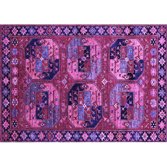 Ahgly Company Indoor Rectangle Oriental Purple Industrial Area Rugs, 8' x 10'