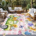 thumbnail image 2 of Spring Easter Outdoor Rug for Patio/Deck/Porch, Non-Slip Large Area Rug 4 x 6 Ft, Colorful Eggs Floral Truck Butterflies Pink Plaid Indoor Outdoor Rugs Washable Area Rugs, Camping Rug Carpet Runner, 2 of 8