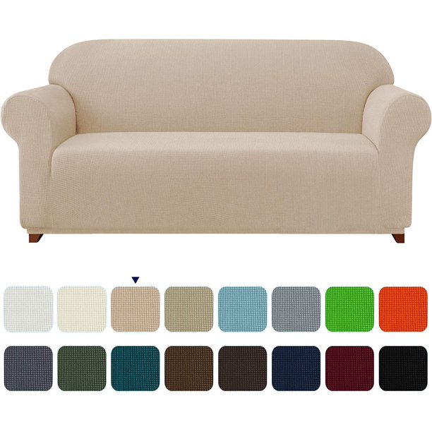 Subrtex Stretch 1 Piece Textured Grid Slipcover Sofa Cover Camel Walmart Com Walmart Com