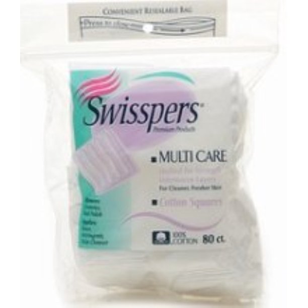 3 Pack Swisspers Cotton Squares MultiCare 80 ea