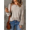 thumbnail image 2 of Eytino Sweaters for Women Casual Long Sleeve Lightweight Crewneck Crochet Pullover Sweater 2025 Fall Tops Beige M, 2 of 6