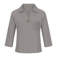 thumbnail image 3 of Endives Women's Cotton Linen Shirt Solid Color Long Sleeved Shirt Casual Daily Wear Comfortable Womens Blouse Summer Trendy S-5XL, 3 of 6