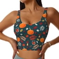 thumbnail image 2 of Haiem Autumn with Pumpkins Pattern Womens Sports Bra - U Neck Padded Low Impact Yoga Bra Workout Crop Top Gym Moisture-Wicking Workout Vest -XX-Large, 2 of 9
