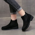 thumbnail image 2 of NECHOLOGY Botas Mujer Adulto Femenino Zapatos Botines mujer Moda Otoño Invierno Mujer Botines Tacón bajo Punta redonda Sólido Cuero de gamuza Slip On Casual (B, 7.5), 2 of 7