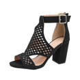 thumbnail image 2 of Zapatos de mujer Casual verano moda estilo romano cómodo cinturón hebilla cuadrado tacones altos Peep Toe hueco superior sandalias Wmkox8yii  hfjk2463, 2 of 7
