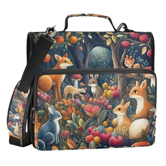 ALAZA Zipper Binder Bag Cartoon Fox 3 Ring File Folder Binder Organizer Bag