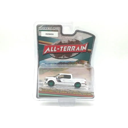 2018 Ford F-150 Lariat FX4 Special Edition Package Oxford White W/ Rare Green Wheels in 1:64 scale