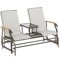 thumbnail image 2 of Resenkos 2-Person Swing Bench, Outdoor Loveseat with Table, Steel Frame, Perfect for Relaxing on Deck,Cream White, 2 of 11