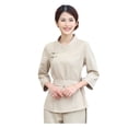 thumbnail image 1 of BRIGHTFUFU 1 juego de trajes de técnico de belleza SPA Salon Suit Ropa para teñir el cabello Útil traje de técnico de belleza (Beige, L), 1 of 1