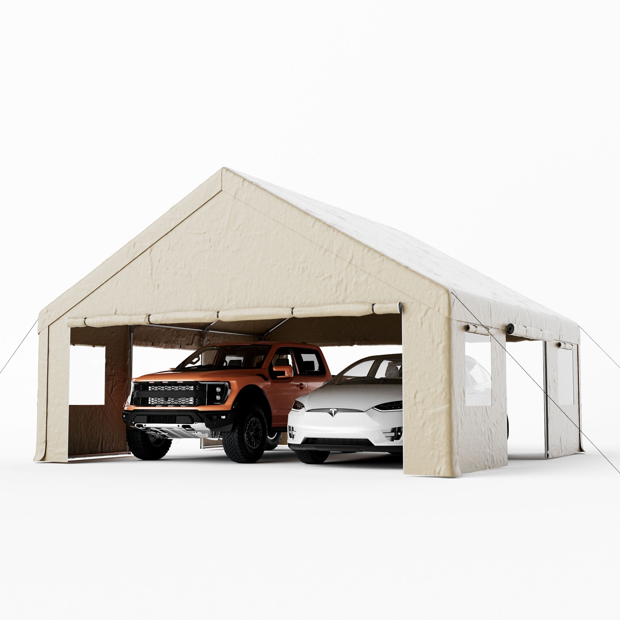 MOALCOFER 20x20FT Heavy Duty Portable Carport Garage,Car Canopy with Roll-up Windows,Sidewalls
