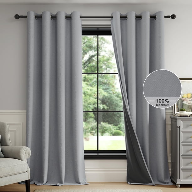 Cortinas opacas FMFUNCTEX, 100% gris oscuro, 230 x 229 cm, 2 paneles