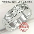 thumbnail image 5 of 9g S925 Pure Silvery Ring with Carved Leaves and Flowers, Bohemian Style Wide Ring, Vintage Jewelry,【silvery】,10, 5 of 5