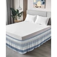 thumbnail image 4 of Blue Striped Wrap Around Bed Skirts for Queen Bed 16" Drop,Bed Skirt with Adjustable Elastic Belt Dust Ruffle Bed Valance for Bedroom Hotel Boho Modern Geometric Abstract Art Ethnic Bed Frame Cover, 4 of 7
