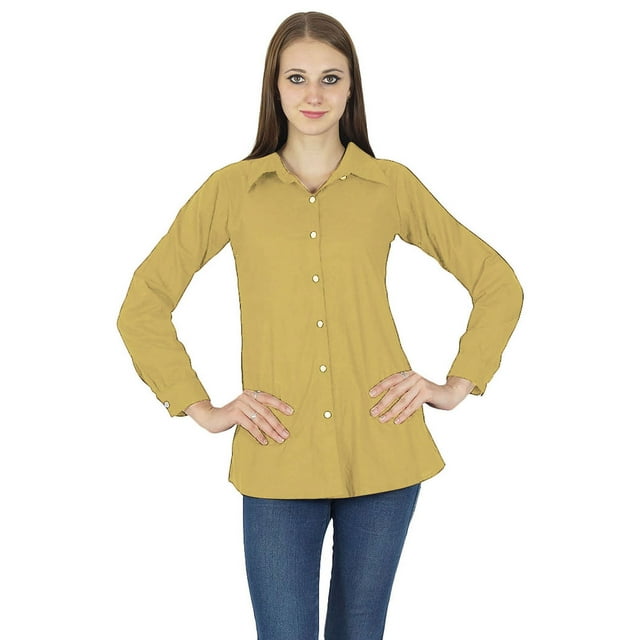 Chemise Boutonnée Manches Longues Kurta Haut en Coton Vêtements pour Femmes