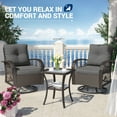 thumbnail image 2 of Techmilly 3 Pieces Patio Furniture Set, Outdoor Swivel Gliders Rocker, Glass Top Side Table (Grey), 2 of 13